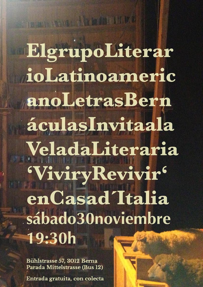 Flyer "Vivir y revivir", velada de Letras Bernáculas